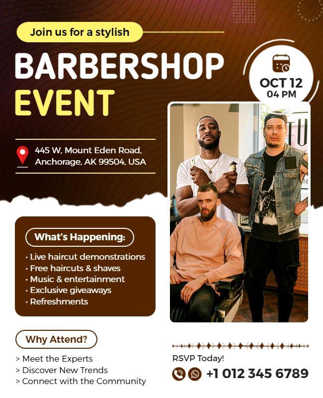 Barbershop Haircut Demonstration Event Flyer Template