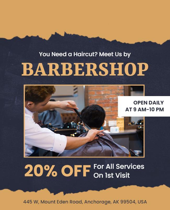 Barbershop Haircut Promotion Discount Flyer Template