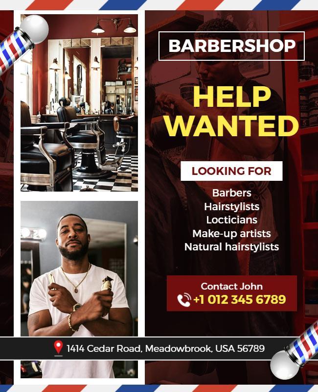 Barbershop Help Wanted Recruitment Flyer Template