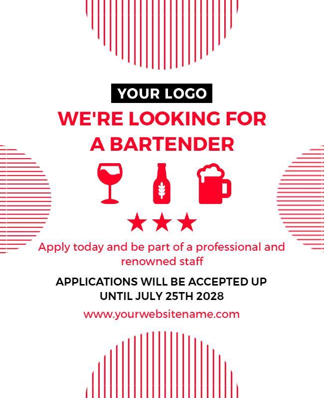 Bartender Job Vacancy Announcement Flyer Template