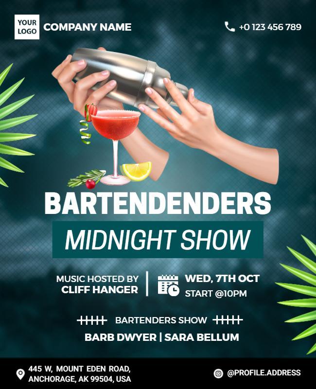 Bartenders Midnight Show Event Flyer Template