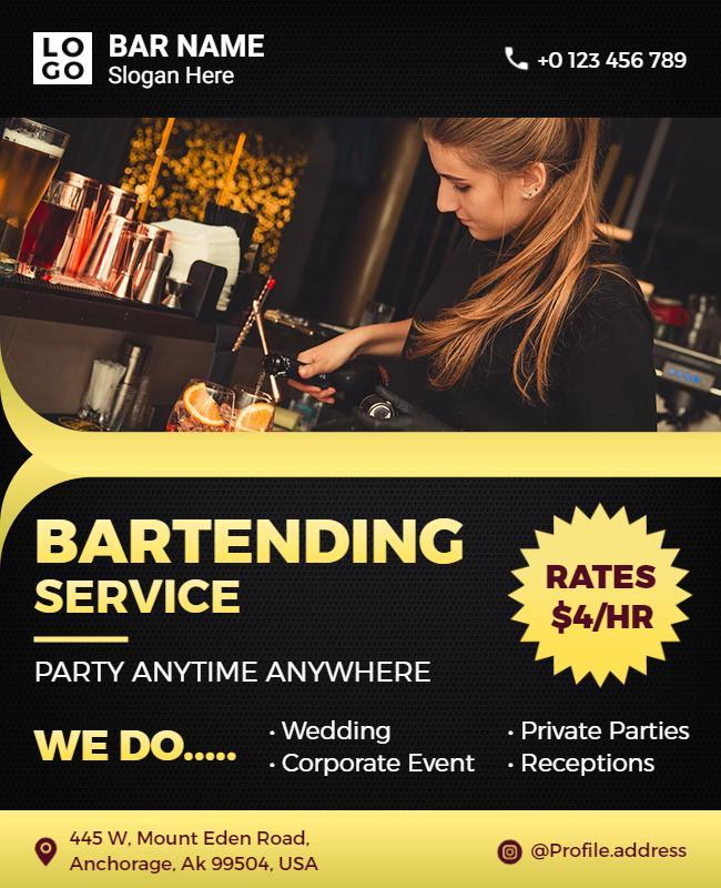 Bartending Service Party Event Flyer Template