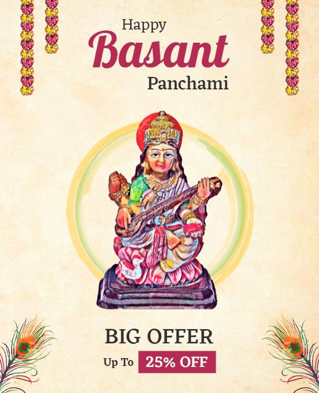 Basant Panchami Festival Discount Flyer Template