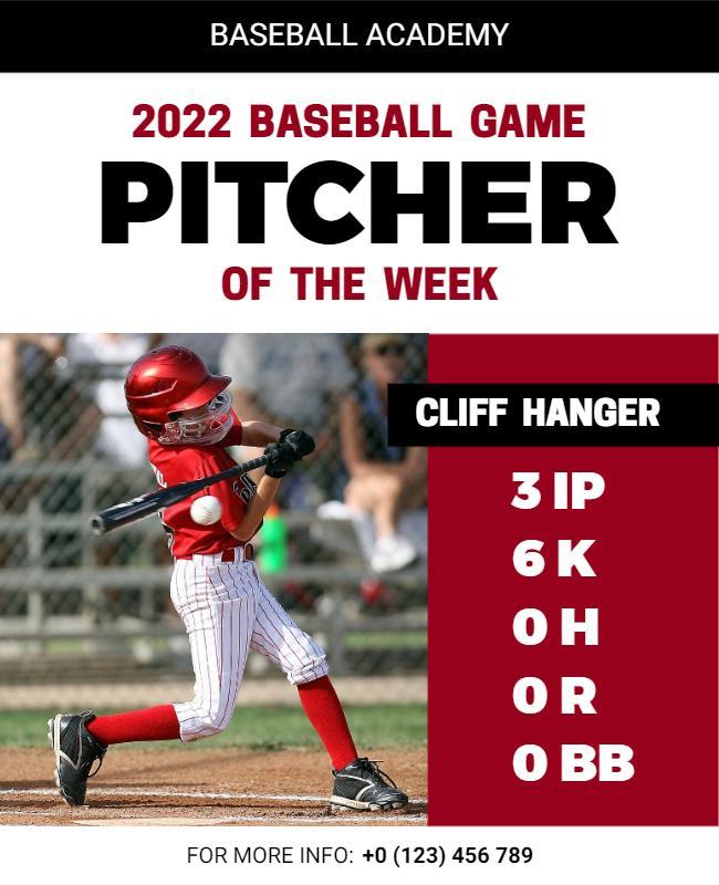 Baseball Academy Pitcher Of the Week Flyer Template