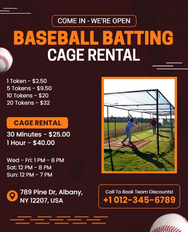 Baseball Batting Cage Rental Flyer Template