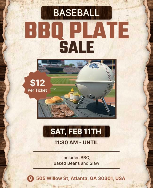 Baseball BBQ Plate Sale Flyer Template