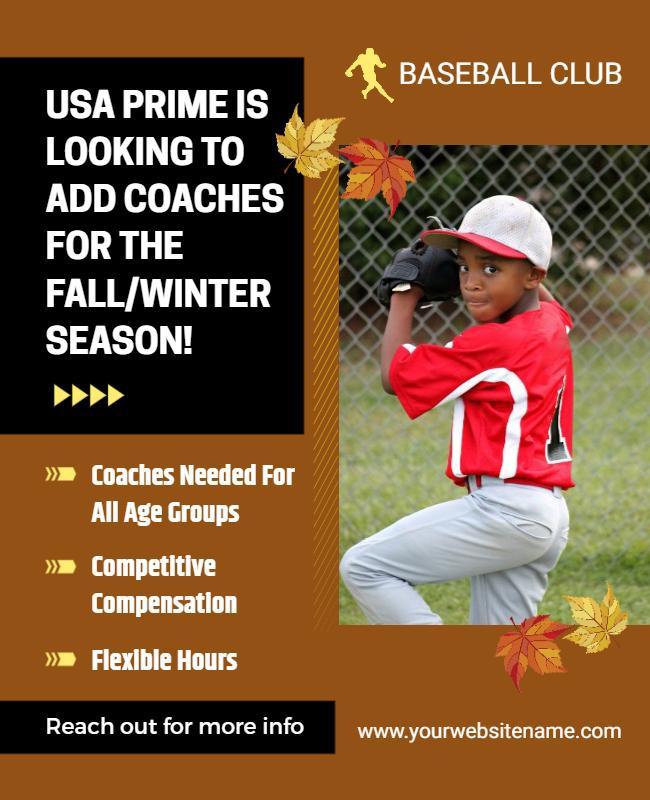 Baseball Club Coaching Recruitment Flyer Template