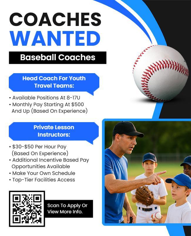 Baseball Coaches Wanted Flyer Template