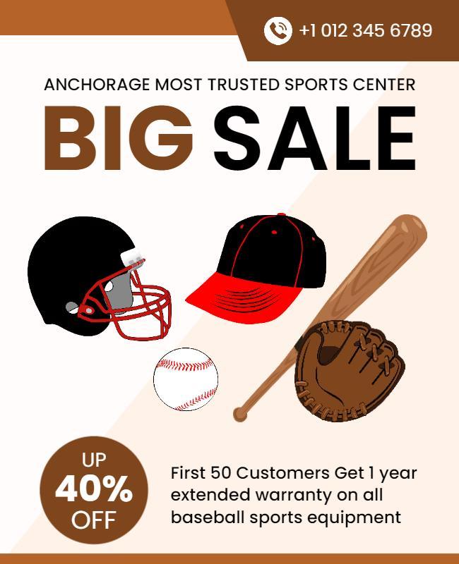 Baseball Equipment Discount Sale Flyer Template