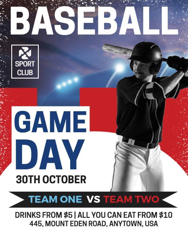 Baseball Game Day Sports Club Flyer Template