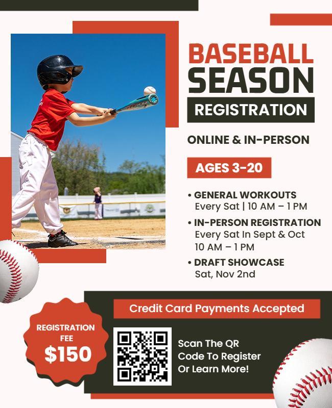 Baseball Season Registration Flyer Template
