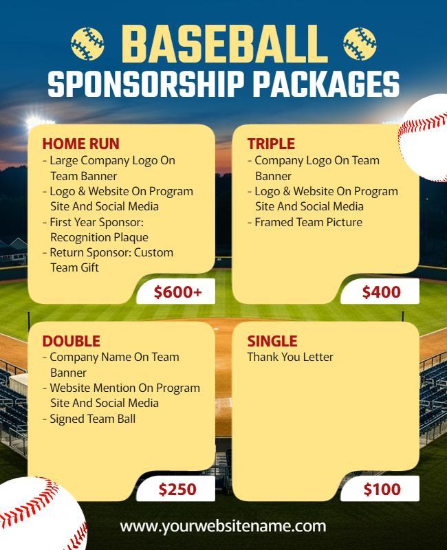 Baseball Sponsorship Packages Flyer Template