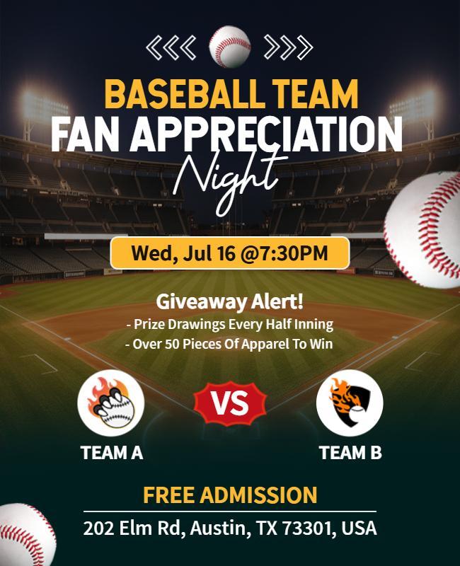 Baseball Team Fan Appreciation Night Flyer Template