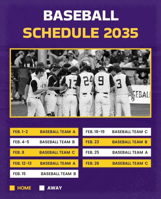 Baseball Team Schedule Announcement Flyer Template