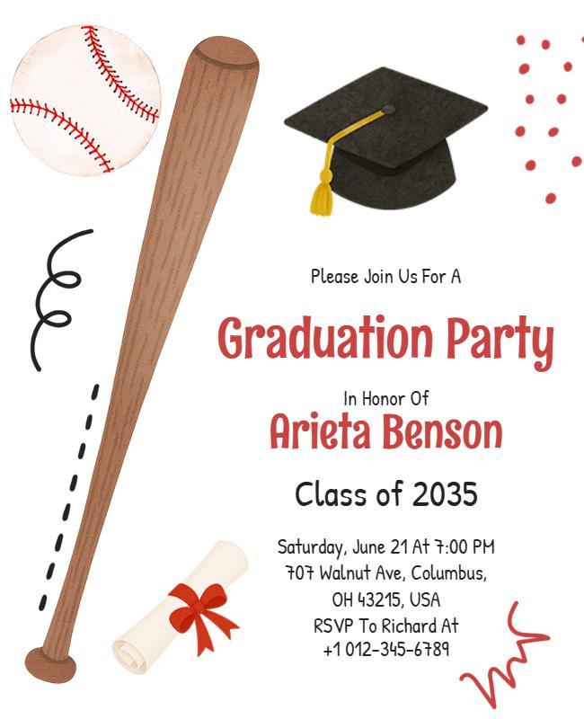Baseball Themed Graduation Party Flyer Template