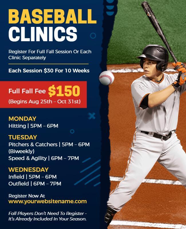 Baseball Training Clinics Schedule Flyer Template