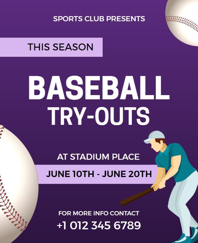 Baseball Try Outs Event Flyer Template