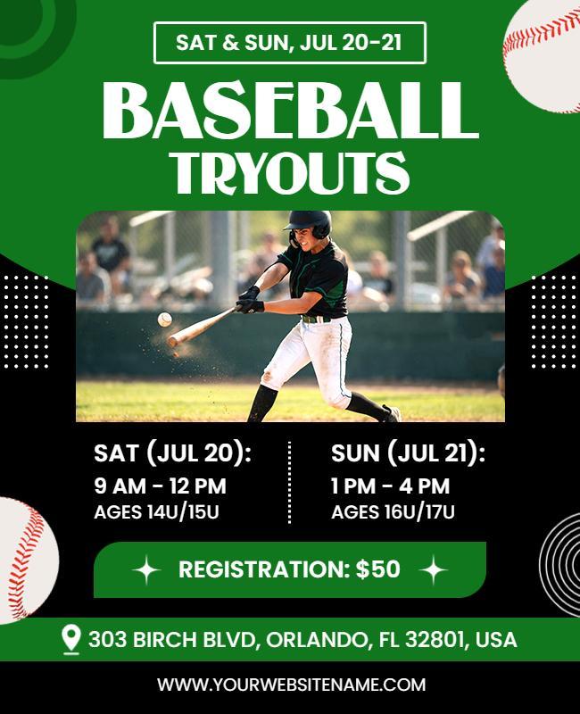 Baseball Tryouts Event Flyer Template