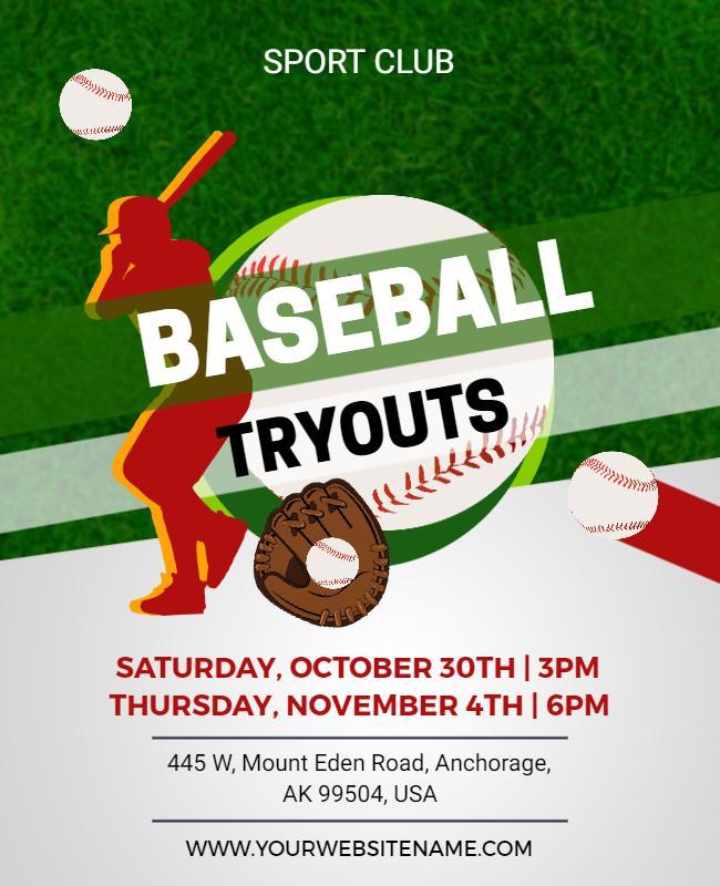 Baseball Tryouts Flyer Template