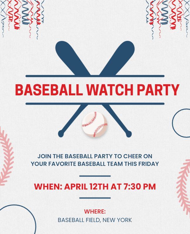 Baseball Watch Party Event Flyer Template