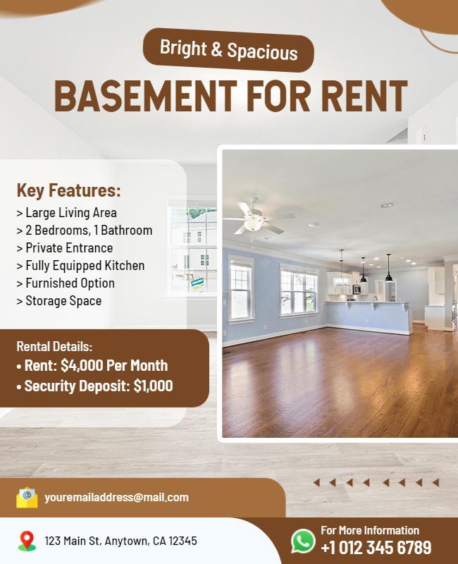 Basement Apartment Rental Listing Flyer Template