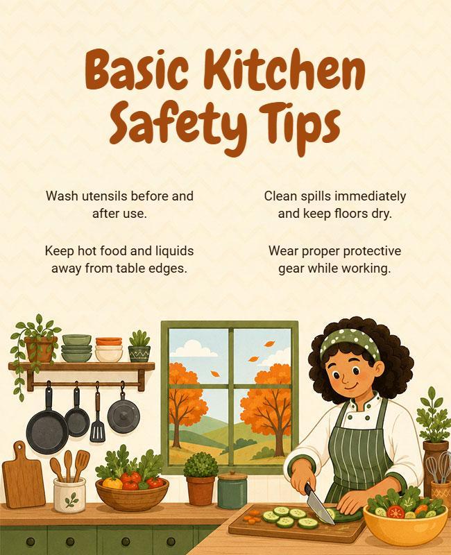 Basic Kitchen Safety Tips Poster Template