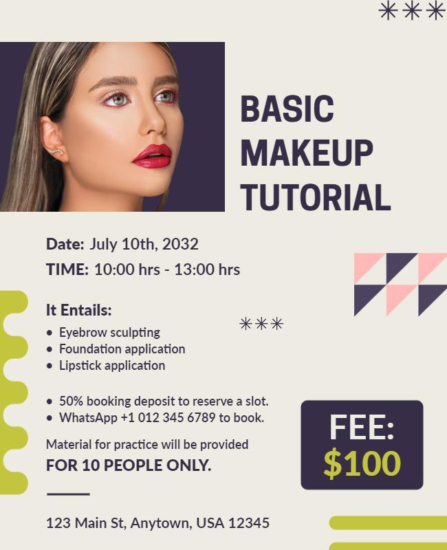 Basic Makeup Tutorial Workshop Flyer Template