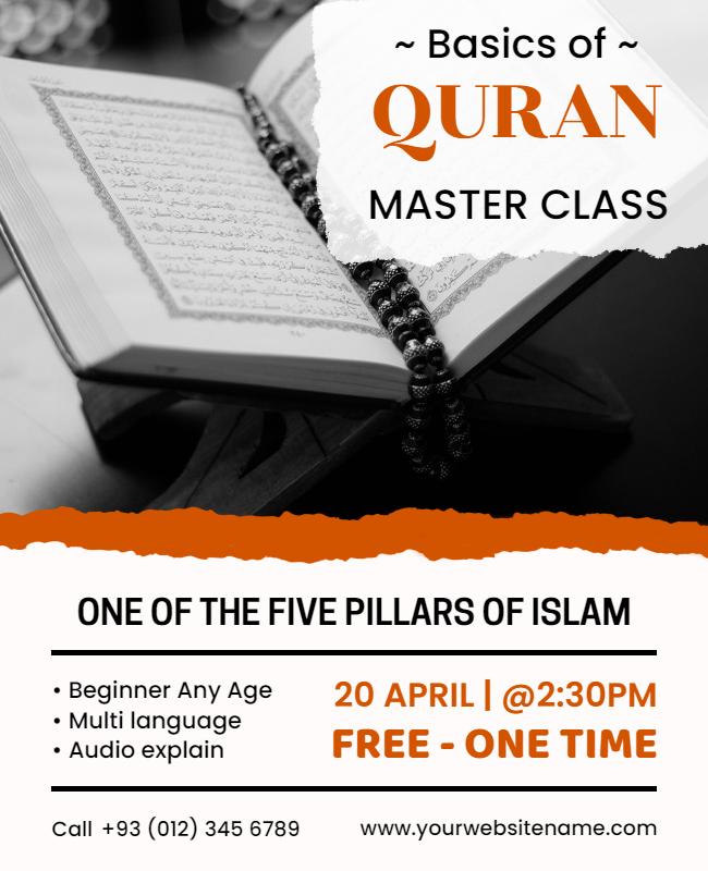 Basics Of Quran Master Class Flyer Template