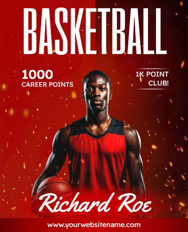 Basketball 1000 Points Celebration Flyer Template