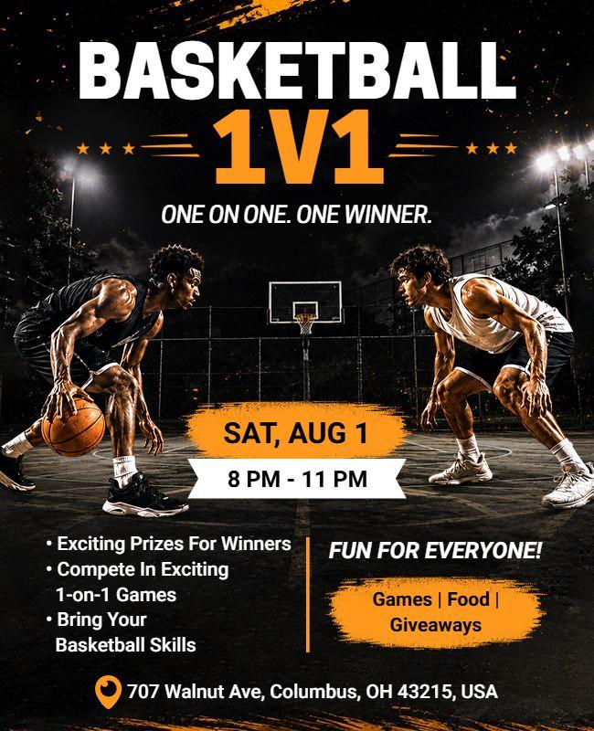 Basketball 1v1 Tournament Event Flyer Template