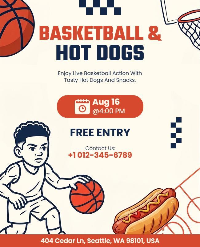 Basketball and Hot Dogs Event Flyer Template