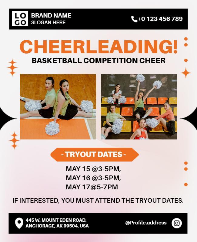 Basketball Cheerleading Tryout Event Flyer Template