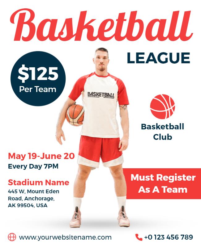 Basketball League Registration Flyer Template