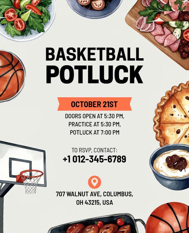 Basketball Potluck Event Flyer Template