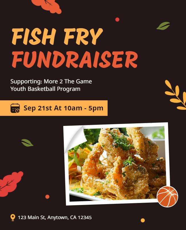 Basketball Program Fish Fry Fundraiser Flyer Template