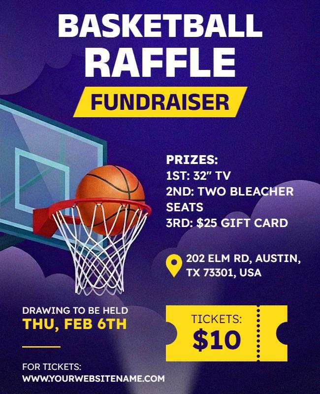 Basketball Raffle Fundraiser Event Flyer Template