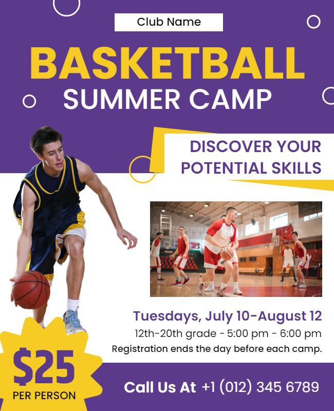 Basketball Summer Skills Camp Flyer Template