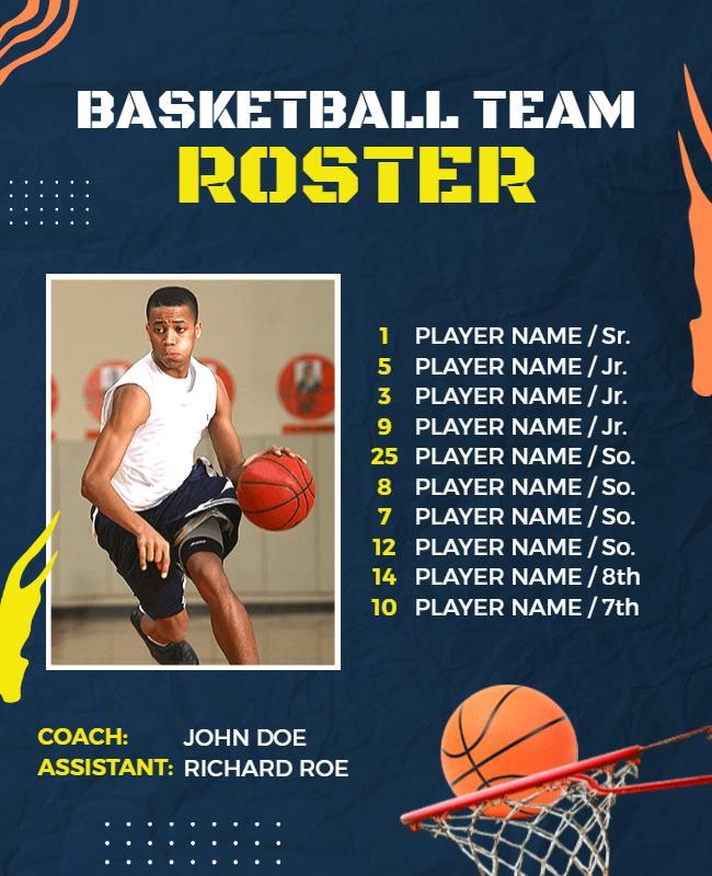 Basketball Team Roster Announcement Flyer Template