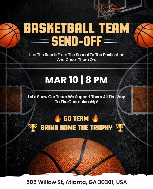 Basketball Team Send-Off Event Flyer Template