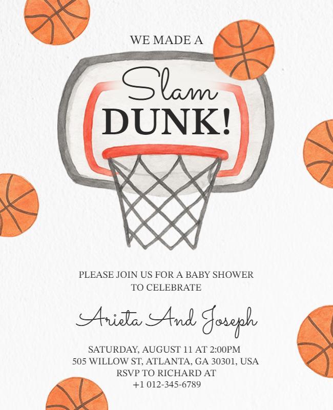 Basketball Themed Baby Shower Invitation Flyer Template