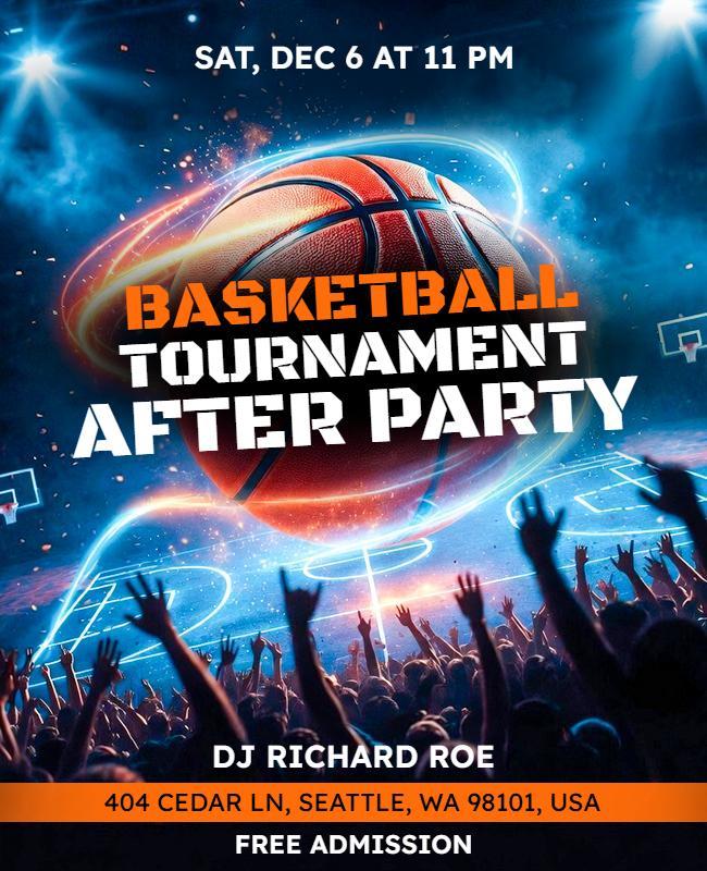 Basketball Tournament After Party Celebration Flyer Template