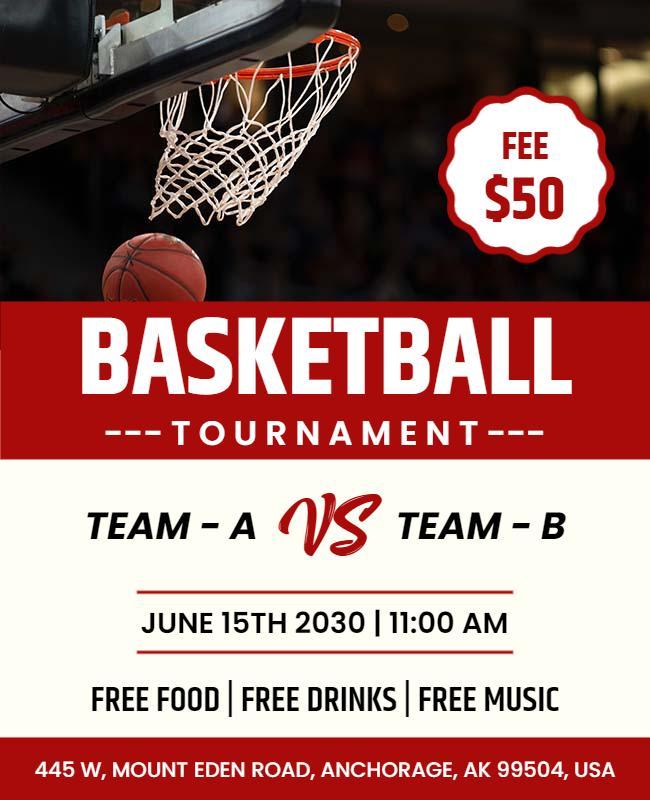 Exciting Red Basketball Tournament Event Flyer Template