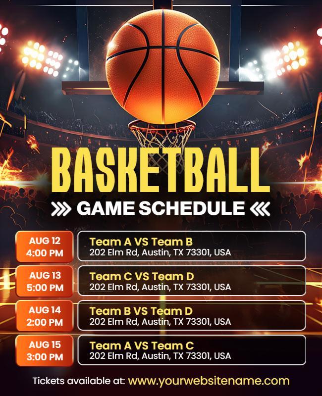 Basketball Tournament Schedule Flyer Template