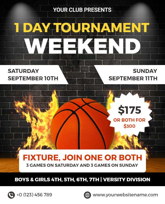 Basketball Tournament Weekend Event Flyer Template