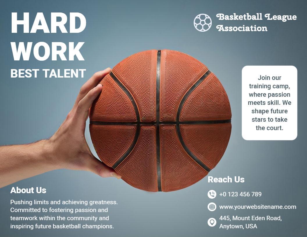 Basketball Training Camp Passionate Players Recruitment Brochure Template