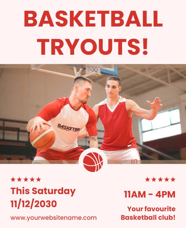 Basketball Tryouts Event Announcement Flyer Template