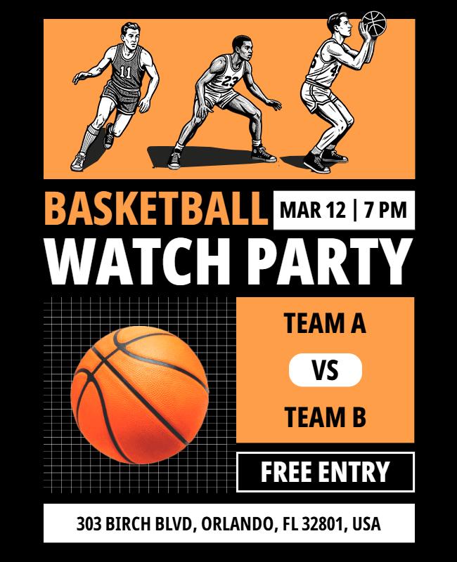 Basketball Watch Party Flyer Template