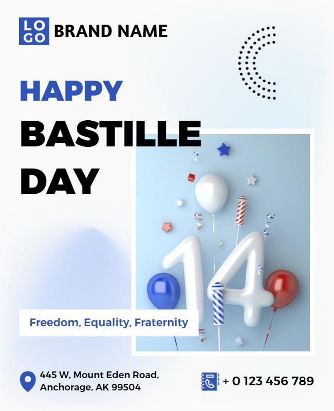 Festive Blue Bastille Day Celebration Flyer Template