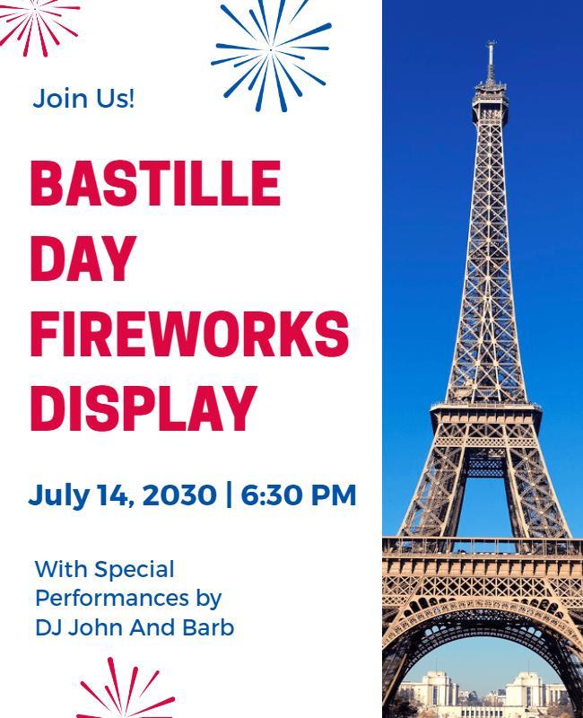 Bastille Day Fireworks Celebration Flyer Template