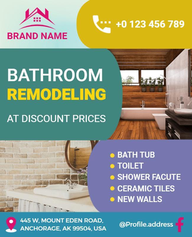 Bathroom Remodeling Services Promotional Flyer Template